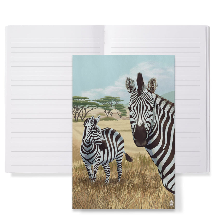 Lined 6x9 Journal, Zebra Scene, Lay Flat, 193 Pages, FSC paper Home Lantern Press 