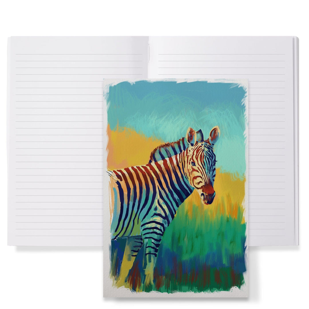 Lined 6x9 Journal, Zebra, Vivid, Lay Flat, 193 Pages, FSC paper Home Lantern Press 