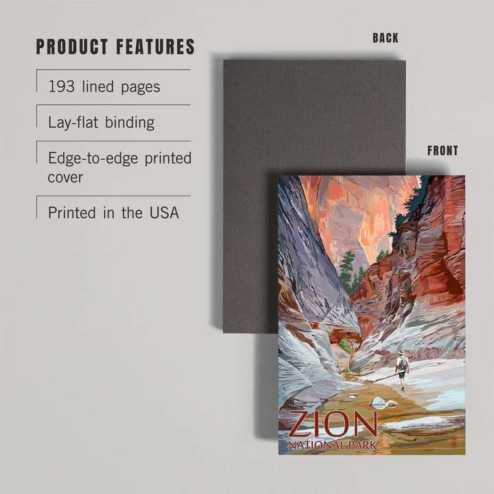 Lined 6x9 Journal, Zion National Park, Utah, Slot Canyon, Illustration, Lay Flat, 193 Pages, FSC paper Home Lantern Press 