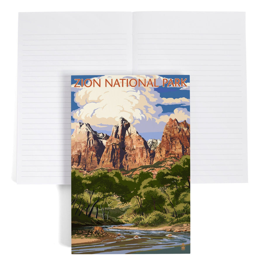 Lined 6x9 Journal, Zion National Park, Utah, Virgin River and Peaks, Lay Flat, 193 Pages, FSC paper Home Lantern Press 