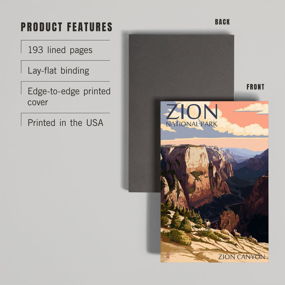 Lined 6x9 Journal, Zion National Park, Utah, Zion Canyon Sunset, Lay Flat, 193 Pages, FSC paper Home Lantern Press 