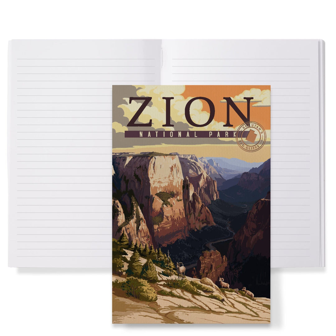 Lined 6x9 Journal, Zion National Park, Zion Canyon Sunset, Typography, Lay Flat, 193 Pages, FSC paper Home Lantern Press 