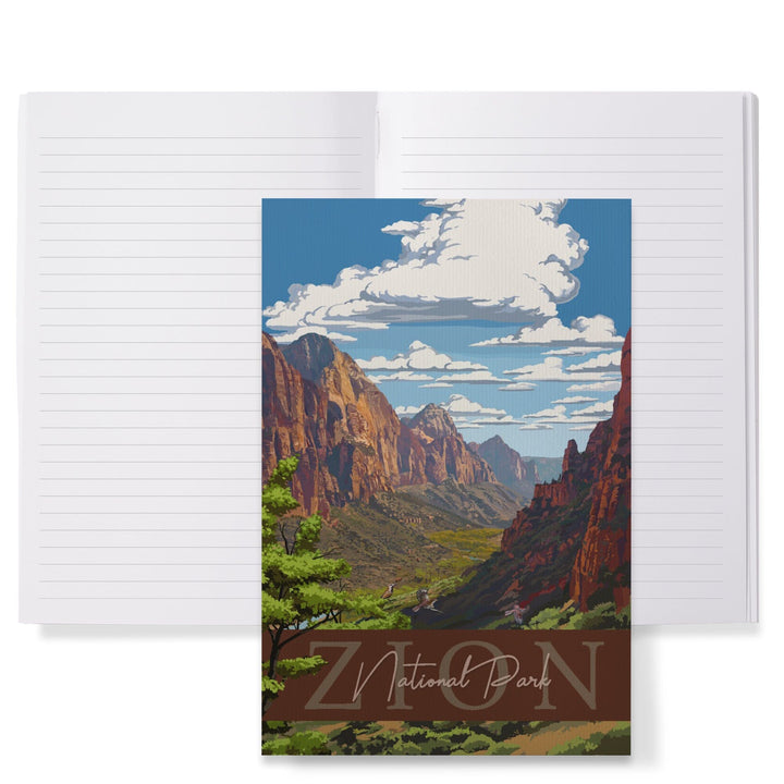 Lined 6x9 Journal, Zion National Park, Zion Canyon View, Typography, Lay Flat, 193 Pages, FSC paper Home Lantern Press 