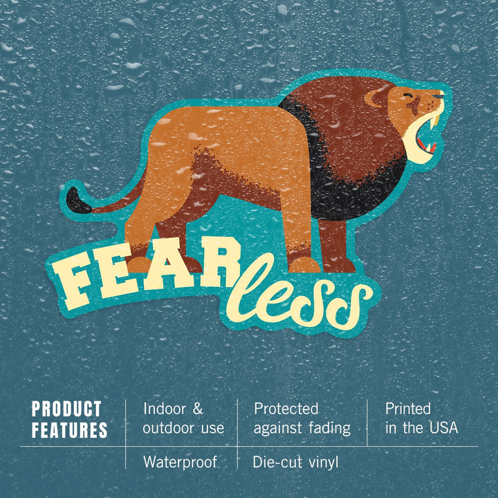 Lion, Geometric, Fearless, Contour, Lantern Press Artwork, Vinyl Sticker Sticker Lantern Press 