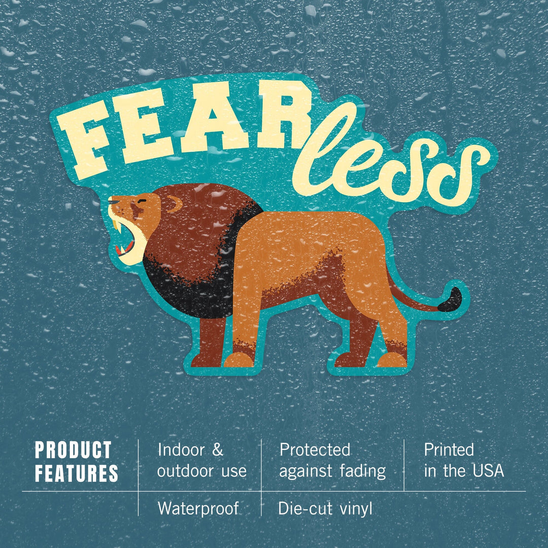 Lion, Geometric, Fearless, Lantern Press Artwork, Vinyl Sticker Sticker Lantern Press 