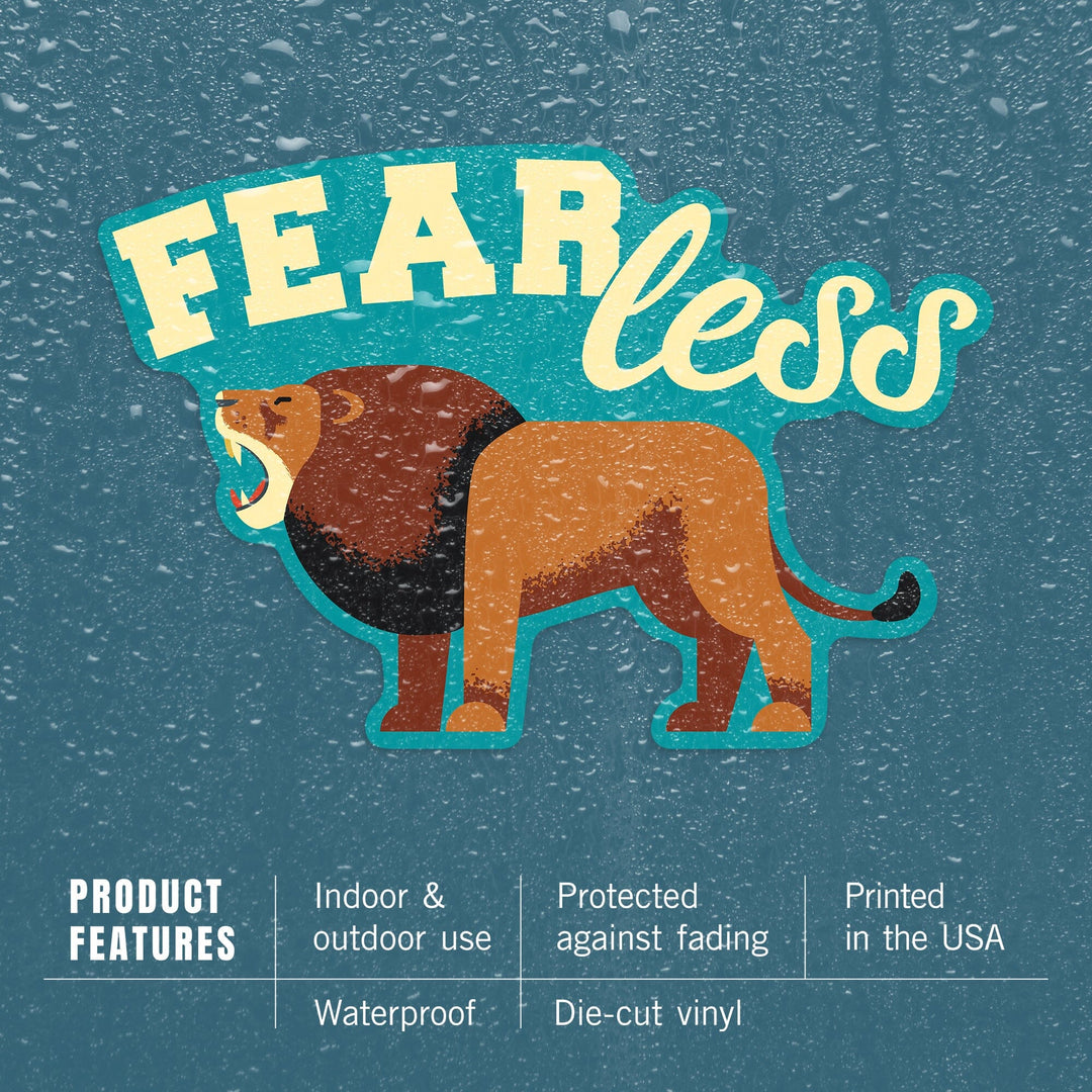 Lion, Geometric, Fearless, Lantern Press Artwork, Vinyl Sticker - Lantern Press