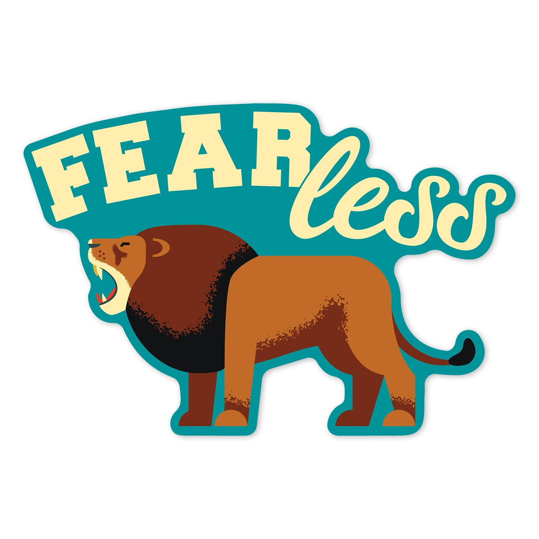 Lion, Geometric, Fearless, Lantern Press Artwork, Vinyl Sticker Sticker Lantern Press 