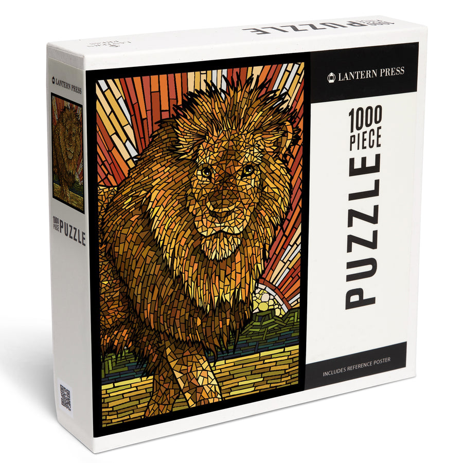 Lion, Mosaic, Jigsaw Puzzle Puzzle Lantern Press 
