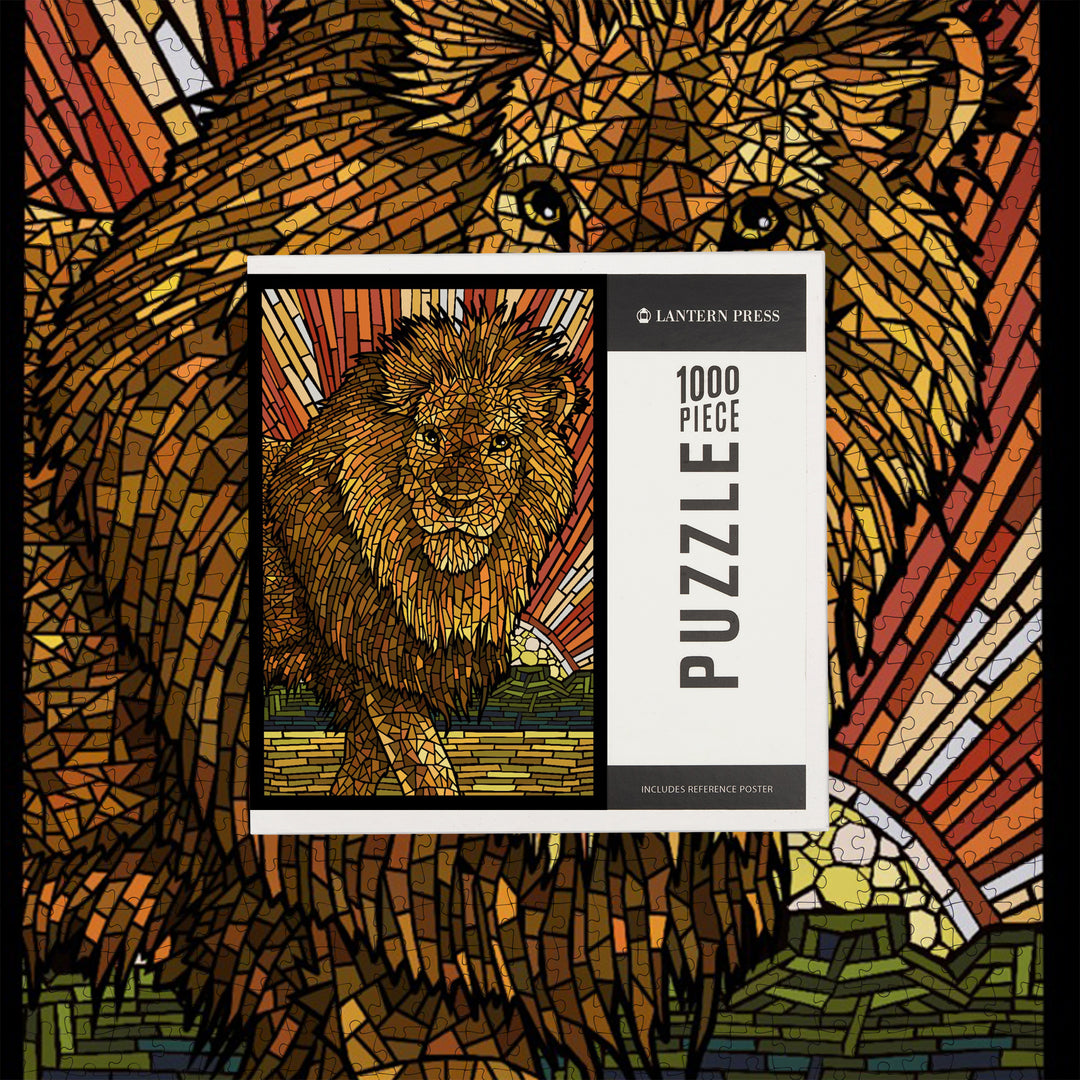 Lion, Mosaic, Jigsaw Puzzle Puzzle Lantern Press 