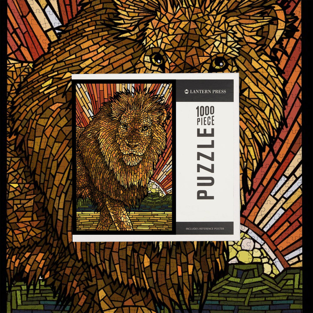 Lion, Mosaic, Jigsaw Puzzle Puzzle Lantern Press 