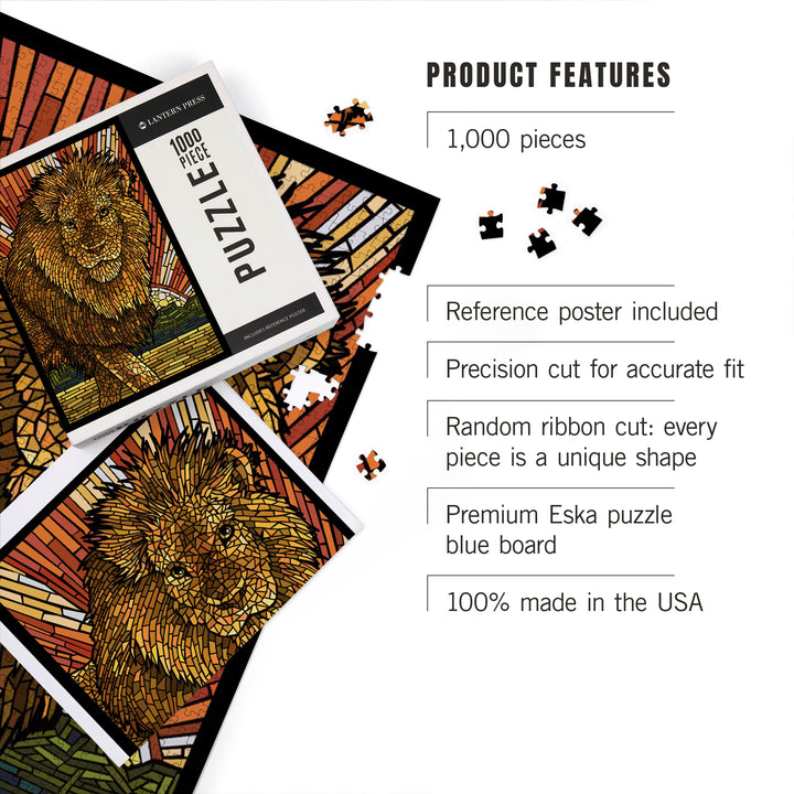 Lion, Mosaic, Jigsaw Puzzle Puzzle Lantern Press 