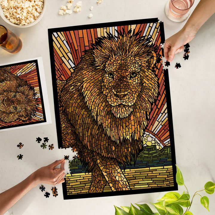 Lion, Mosaic, Jigsaw Puzzle Puzzle Lantern Press 