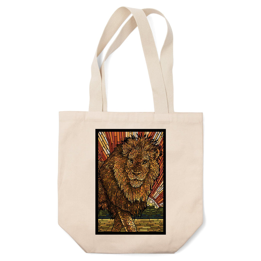 Lion, Mosaic, Lantern Press Artwork, Tote Bag Totes Lantern Press 