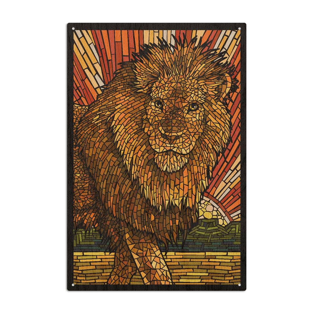 Lion, Mosaic, Lantern Press Artwork, Wood Signs and Postcards Wood Lantern Press 10 x 15 Wood Sign 