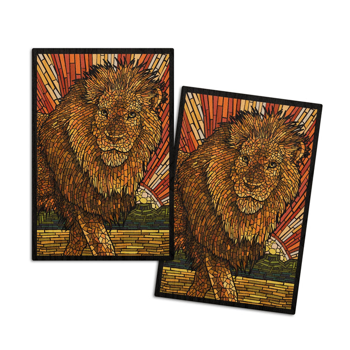 Lion, Mosaic, Lantern Press Artwork, Wood Signs and Postcards Wood Lantern Press 4x6 Wood Postcard Set 