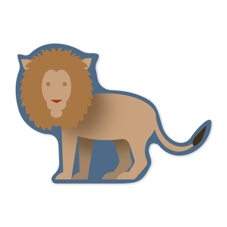 Lion, Retro Style, Contour, Vinyl Sticker Sticker Lantern Press 