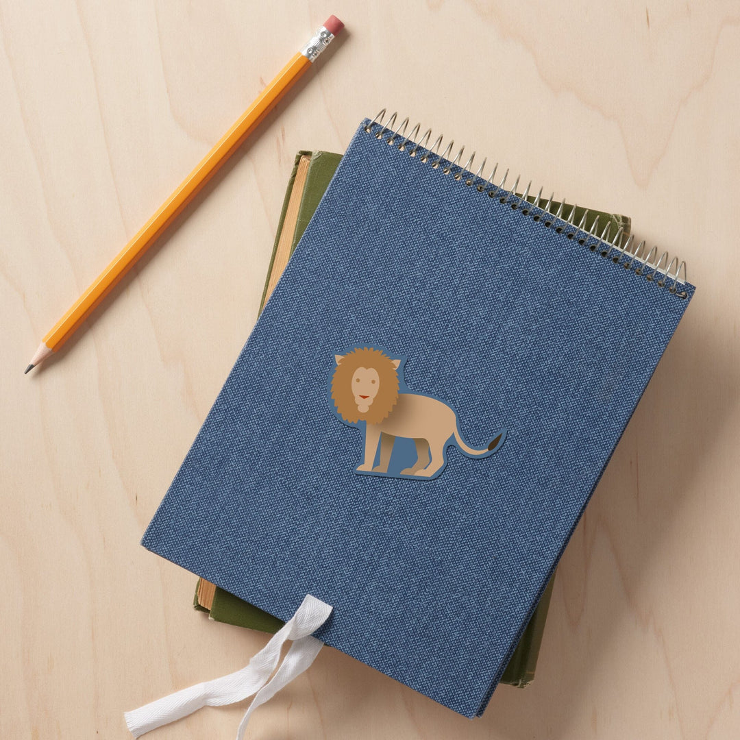 Lion, Retro Style, Contour, Vinyl Sticker Sticker Lantern Press 