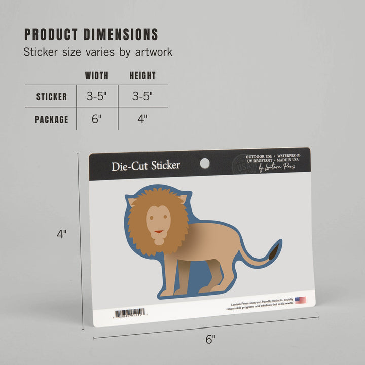 Lion, Retro Style, Contour, Vinyl Sticker Sticker Lantern Press 