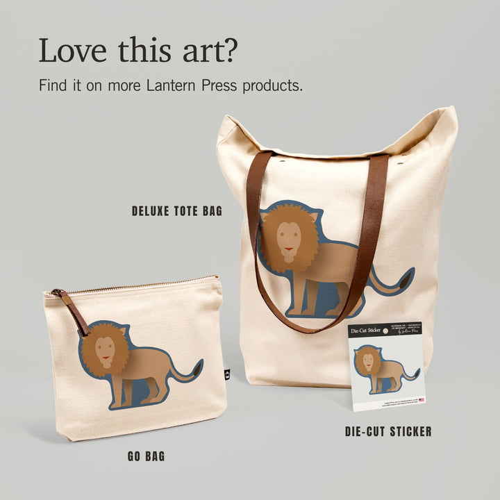 Lion, Retro Style, Contour, Vinyl Sticker Sticker Lantern Press 