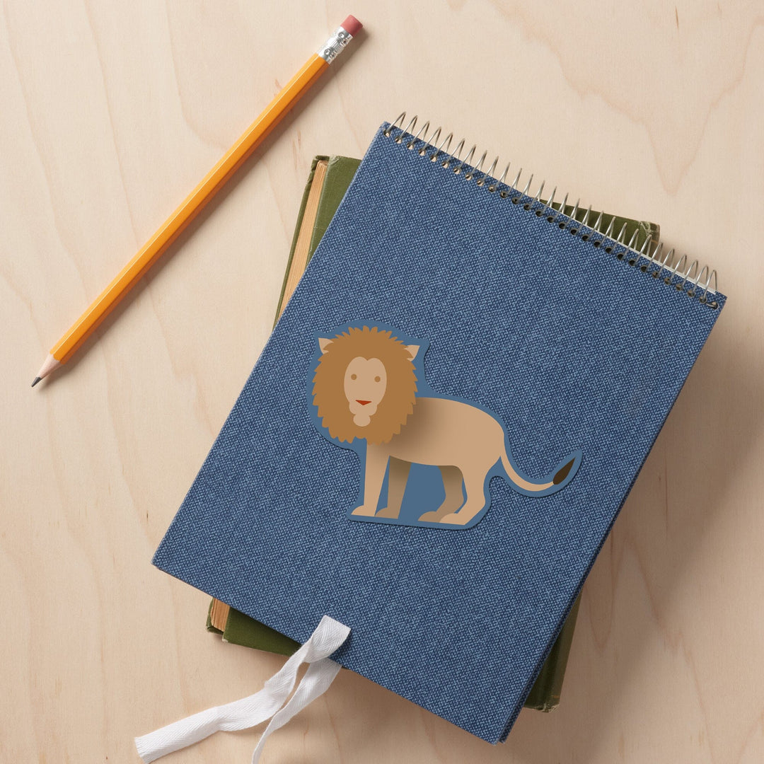 Lion, Retro Style, Contour, Vinyl Sticker Sticker Lantern Press 