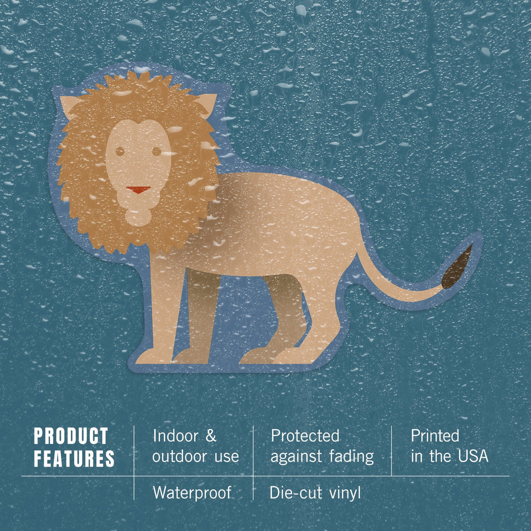 Lion, Retro Style, Contour, Vinyl Sticker Sticker Lantern Press 