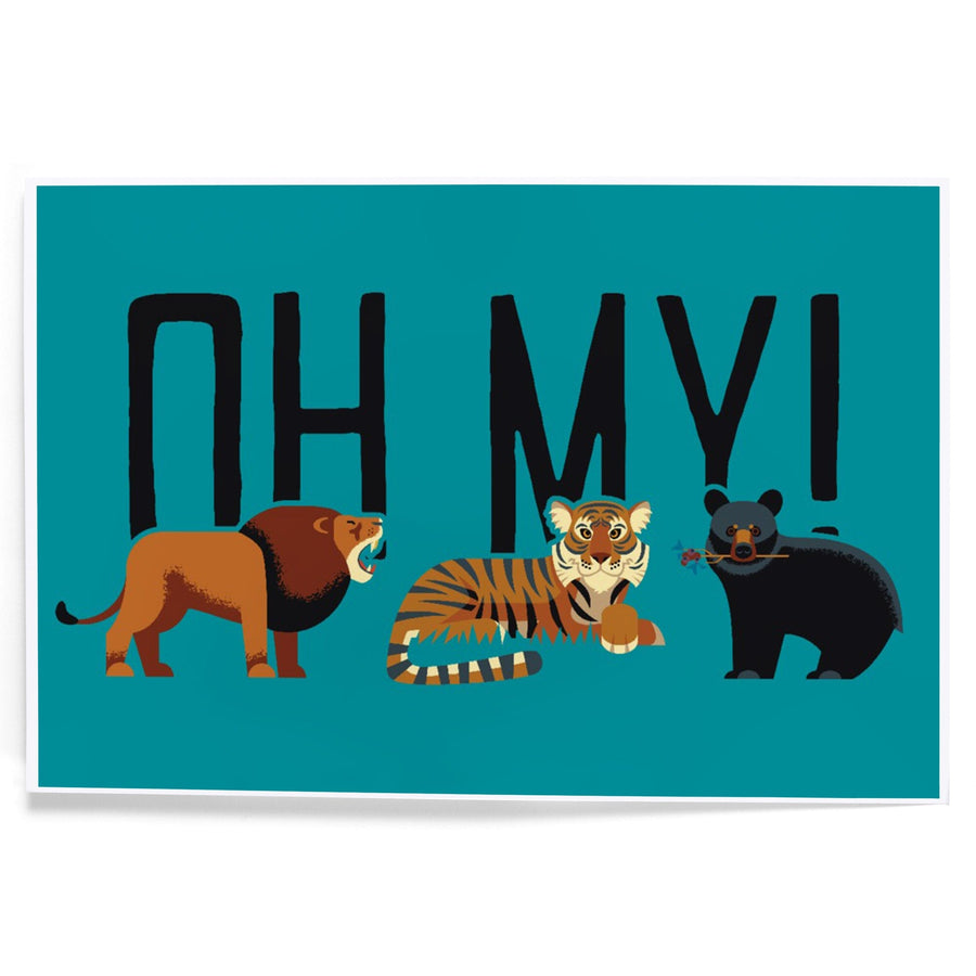 Lion, Tiger and Bear, Oh My!, Vector, Blue Background, Art & Giclee Prints Art Lantern Press 