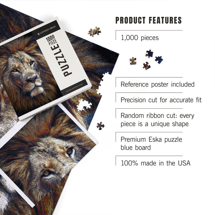 Lion, Van Gogh Style, Jigsaw Puzzle Puzzle Lantern Press 