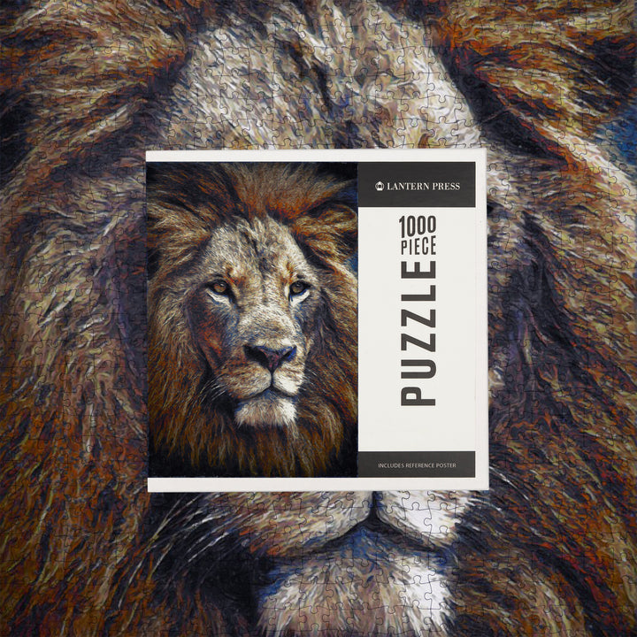 Lion, Van Gogh Style, Jigsaw Puzzle Puzzle Lantern Press 