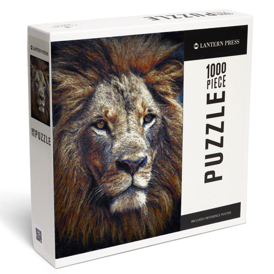 Lion, Van Gogh Style, Jigsaw Puzzle Puzzle Lantern Press 