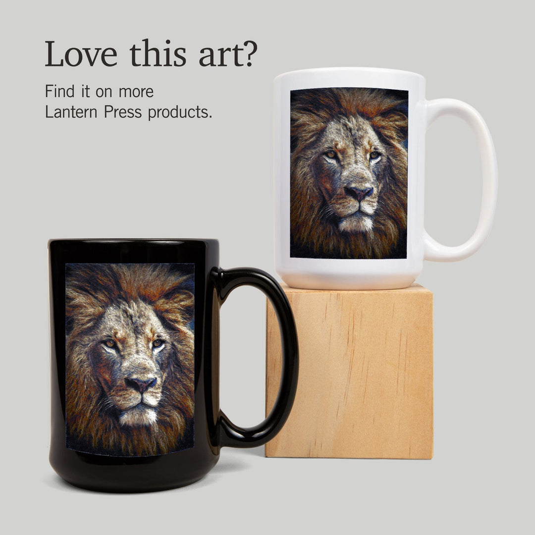 Lion, Van Gogh Style, Lantern Press Artwork, Ceramic Mug Mugs Lantern Press 
