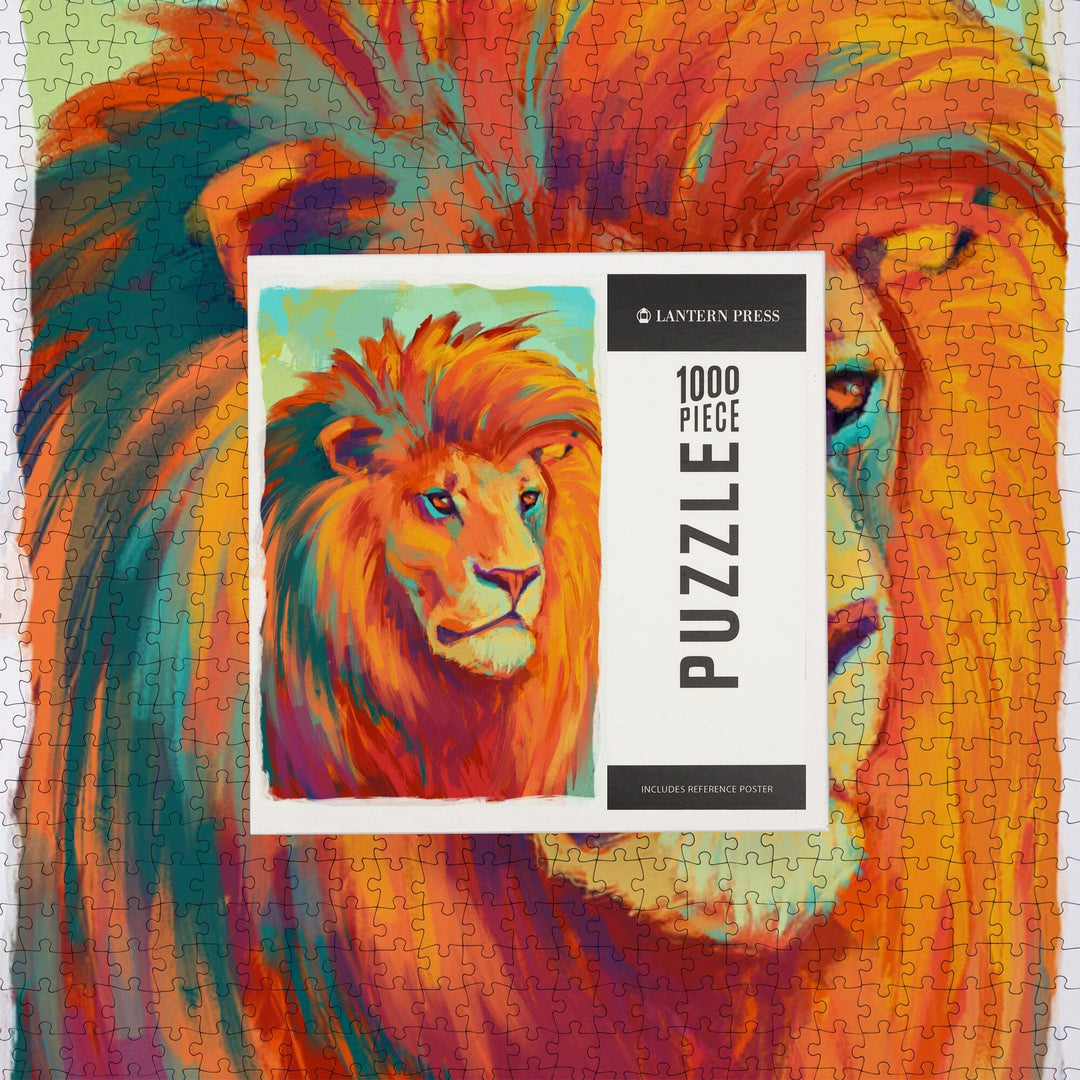Lion, Vivid, Jigsaw Puzzle Puzzle Lantern Press 