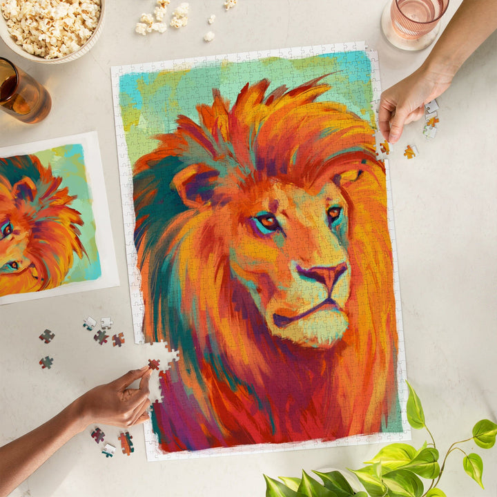 Lion, Vivid, Jigsaw Puzzle Puzzle Lantern Press 