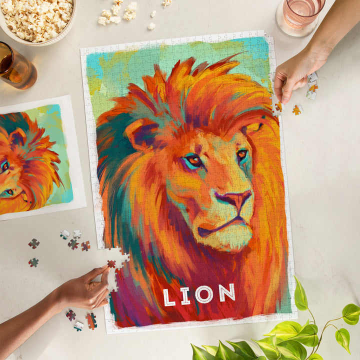 Lion, Vivid Series, Jigsaw Puzzle Puzzle Lantern Press 