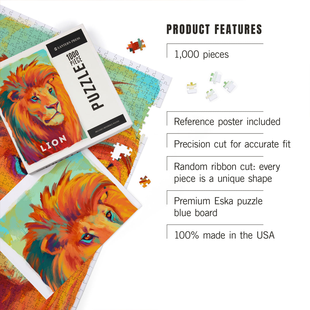 Lion, Vivid Series, Jigsaw Puzzle Puzzle Lantern Press 