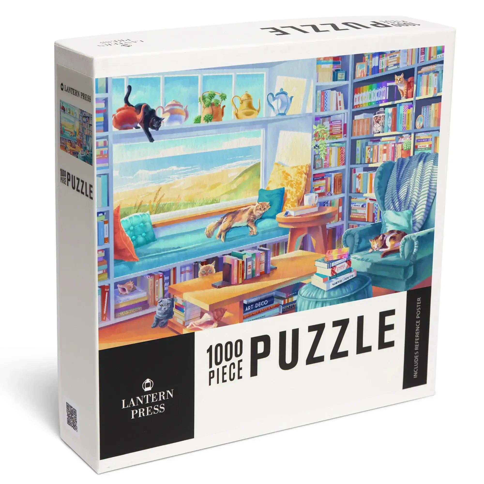 Literary Beach Cats, 1000 piece jigsaw puzzle – Lantern Press