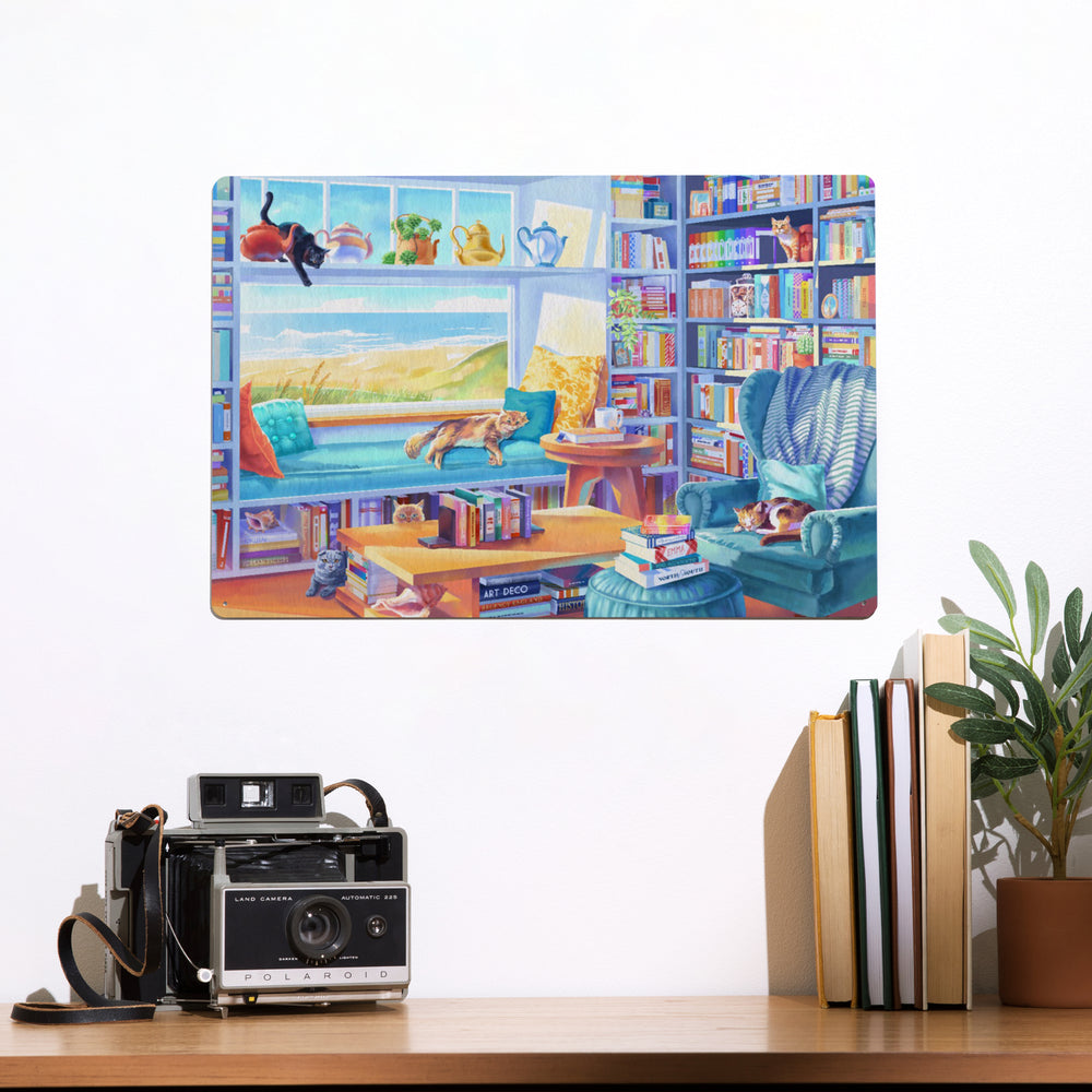 Literary Beach Cats, Metal Signs Metal Lantern Press 