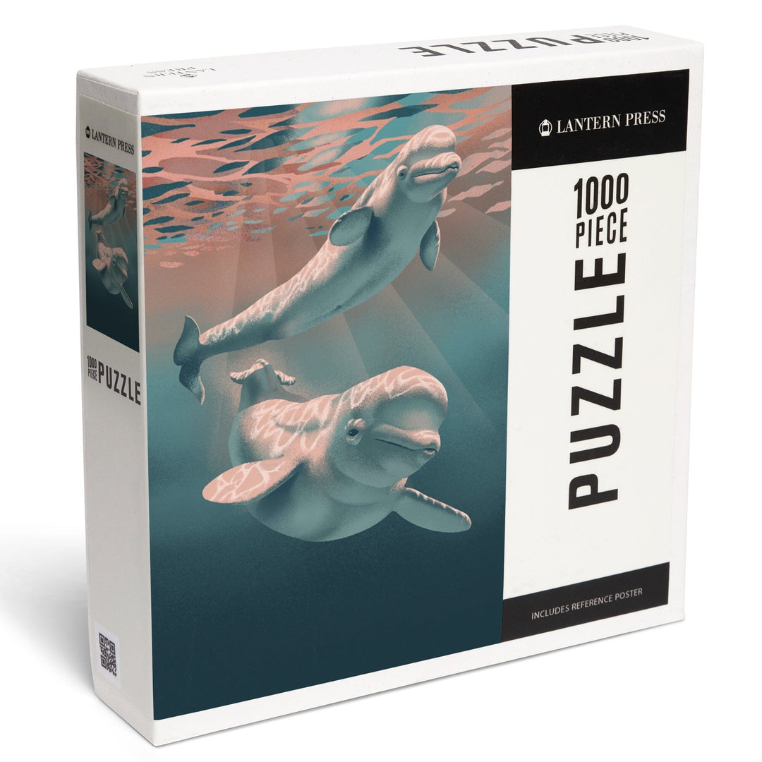 Lithograph, Beluga, Jigsaw Puzzle Puzzle Lantern Press 