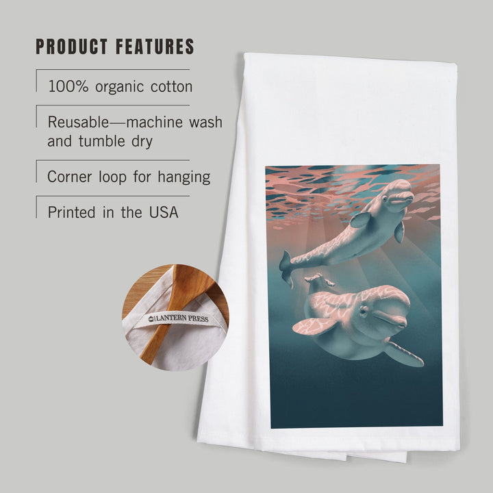 Lithograph, Beluga, Organic Cotton Kitchen Tea Towels Kitchen Lantern Press 