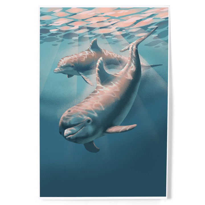 Lithograph, Bottlenose Dolphin, Art & Giclee Prints Art Lantern Press 