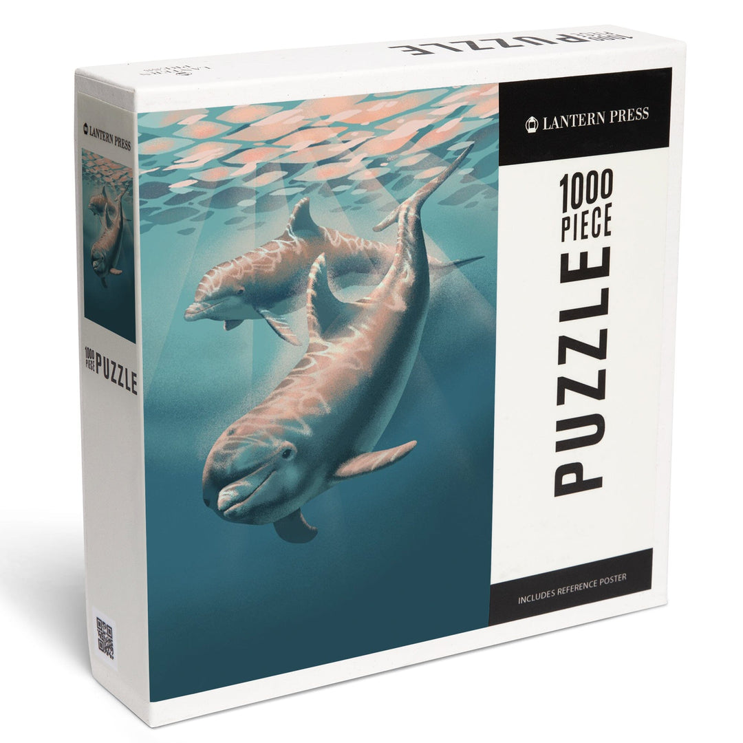 Lithograph, Bottlenose Dolphin, Jigsaw Puzzle Puzzle Lantern Press 