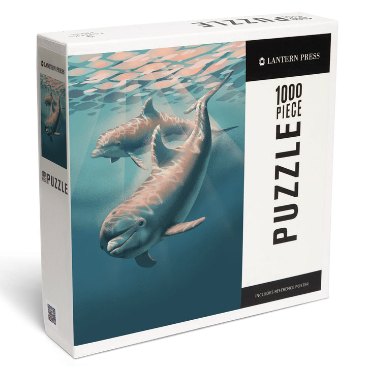 Lithograph, Bottlenose Dolphin, Jigsaw Puzzle Puzzle Lantern Press 