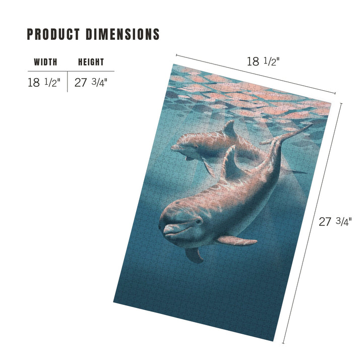 Lithograph, Bottlenose Dolphin, Jigsaw Puzzle Puzzle Lantern Press 