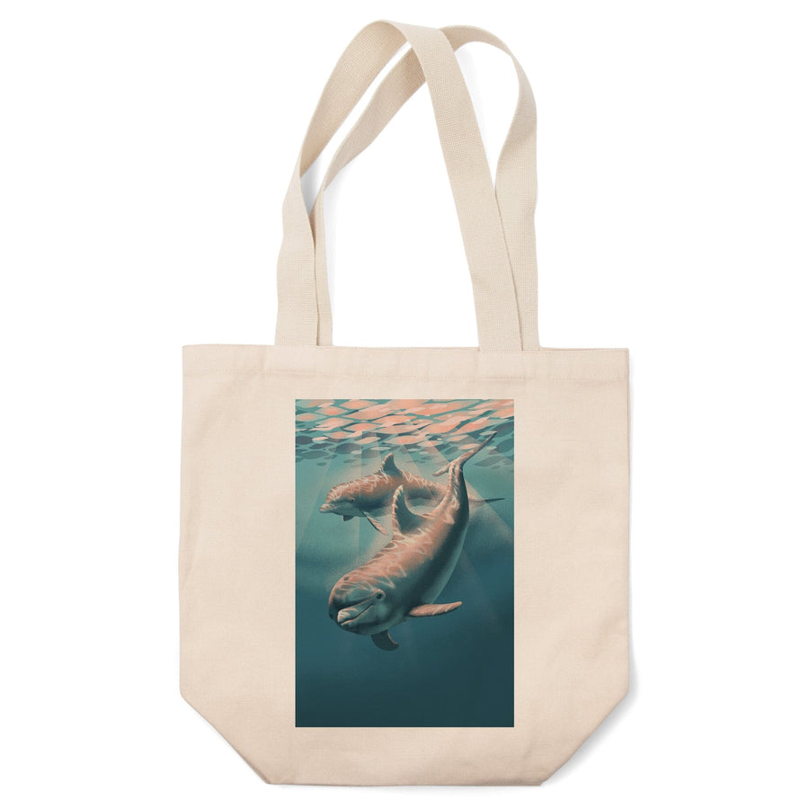 Lithograph, Bottlenose Dolphin, Tote Bag Totes Lantern Press 