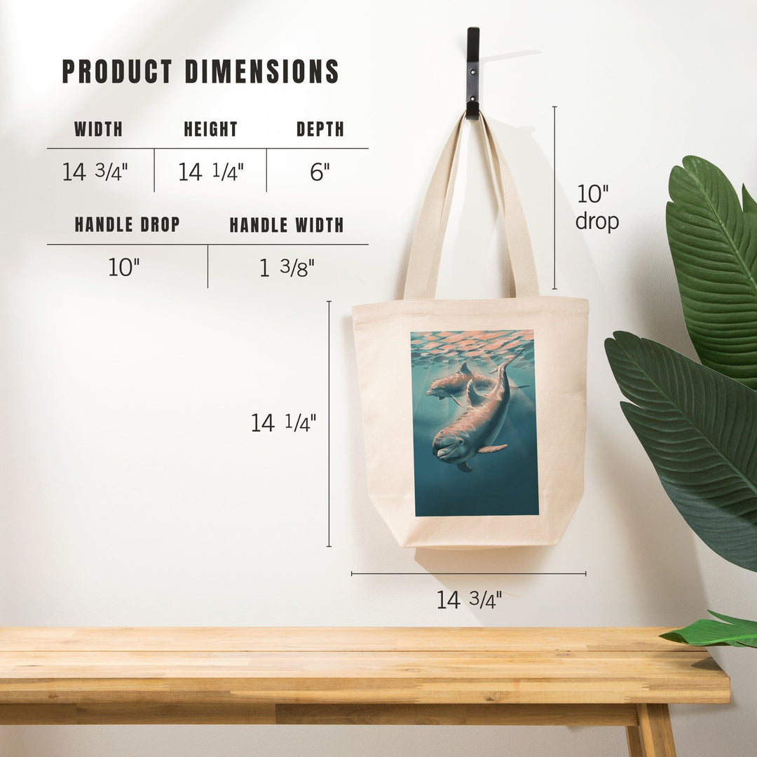 Lithograph, Bottlenose Dolphin, Tote Bag Totes Lantern Press 