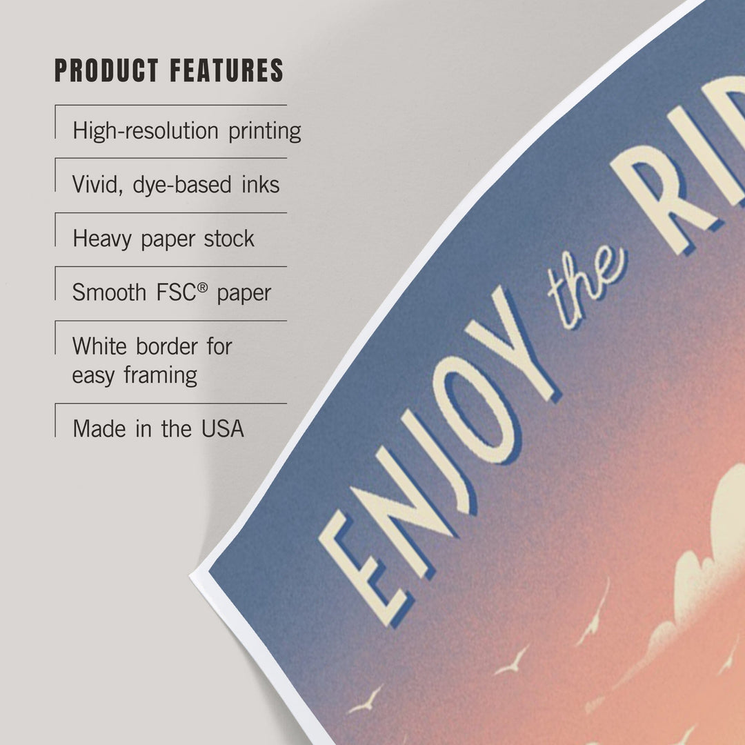 Lithograph, Enjoy the Ride, Longboards and Scooters, Art & Giclee Prints - Lantern Press