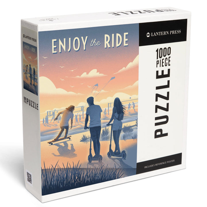 Lithograph, Enjoy the Ride, Longboards and Scooters, Jigsaw Puzzle - Lantern Press