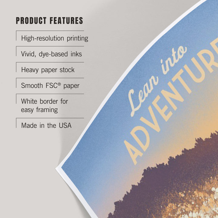 Lithograph, Lean Into Adventure, Water Skiing, Art & Giclee Prints - Lantern Press