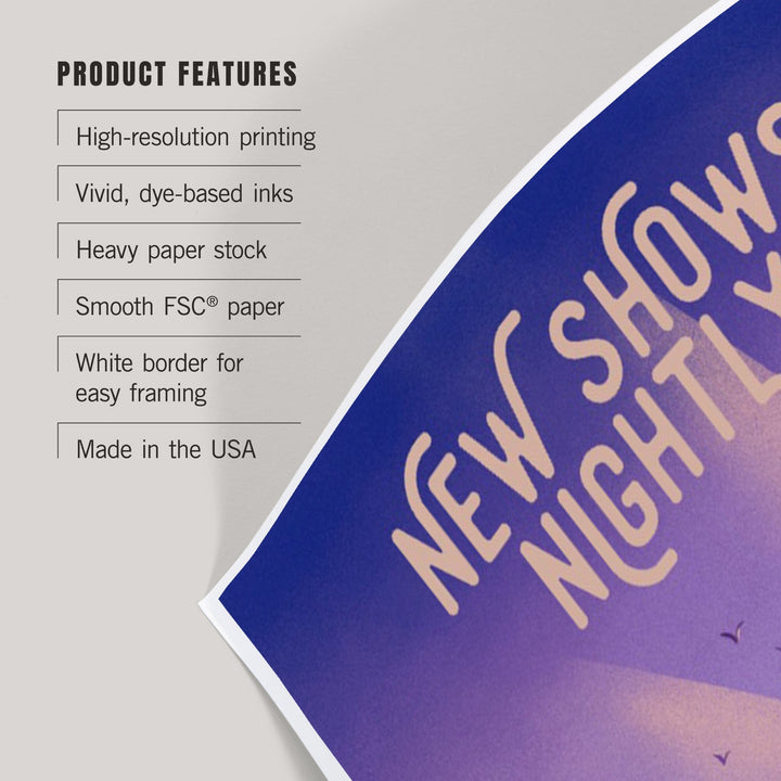 Lithograph, New Shows Nightly, Beach Sunset, Art & Giclee Prints Art Lantern Press 