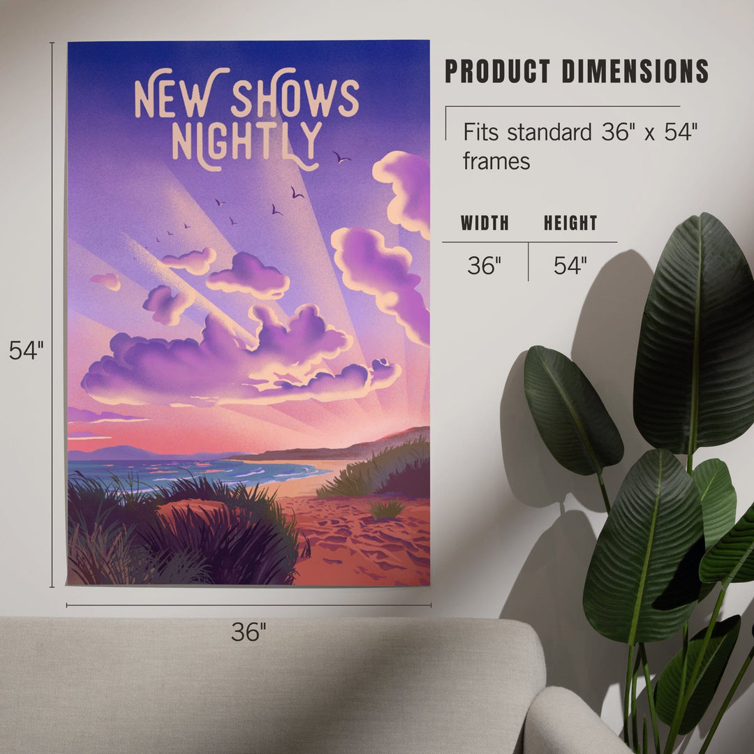 Lithograph, New Shows Nightly, Beach Sunset, Art & Giclee Prints Art Lantern Press 