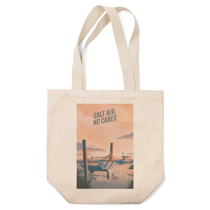 Lithograph, Salt Air, No Cares, Hammock on Beach, Tote Bag Totes Lantern Press 